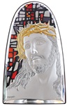 Icona cupola Cristo argento dorato con sfondo