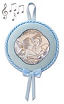 Sopraculla tondo con carillon argento Angeli azzurro