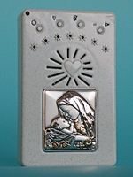 Rosario elettronico bianco placca argento dorata Beata Vergine con Bambino - nuova versione del Padre Nostro  Rosari