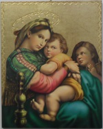 Tavola Madonna della seggiola foglia oro Arte sacra