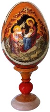 Icona russa Presepe rosso su uova di legno Festività, ricorrenze, occasioni speciali