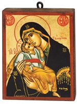 Icona Madonna dolce amore (manto nero) rettangolare Arte sacra