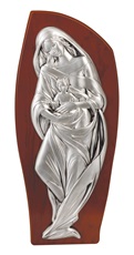 Bassorilievo Madonna con bambino legno argento Arte sacra