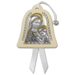 Sopraculla Madonna con Bambino panna argento legno strass Festività, ricorrenze, occasioni speciali