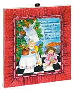 Stampa su tela con gancio angioletti in cucina cornice rossa Festività, ricorrenze, occasioni speciali