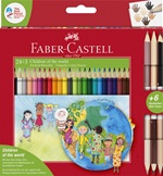 Astuccio cartone 24 matite colorate triangolari Children of the World + 3 matite colorate bicolor Cartoleria