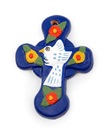 Croce mini colomba bianca fiori blu 