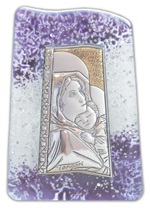 Icona onda viola Madonna Ferruzzi vetro argento Arte sacra