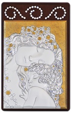 Quadro Klimt Maternità argento con finitura dorata Arte sacra